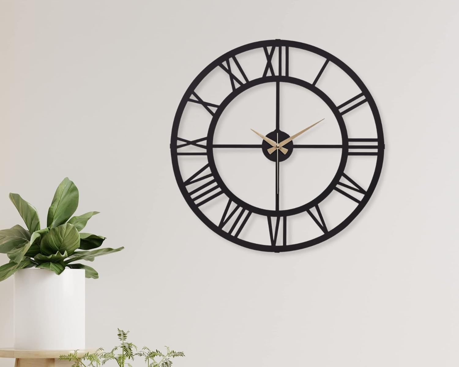 50cm Large Metal Wall Clock Roman Numerals Silent Quartz Modern Home Decor