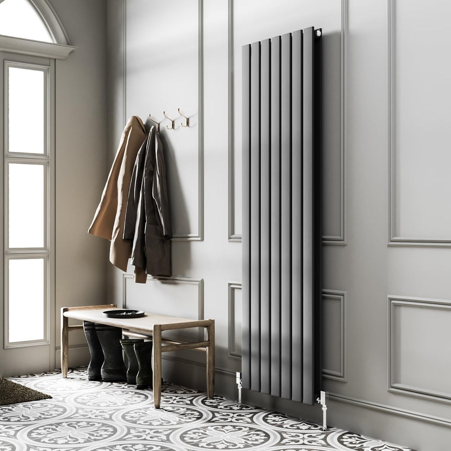Vertical Anthracite Grey Radiator 1600x475mm Double Panel High Heat Output