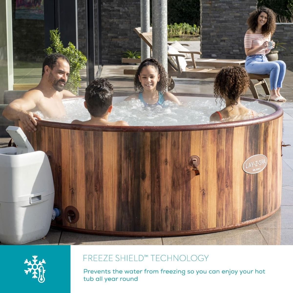 Inflatable Hot Tub Spa 180 Air Jet Wood Effect 5–7 Person Garden