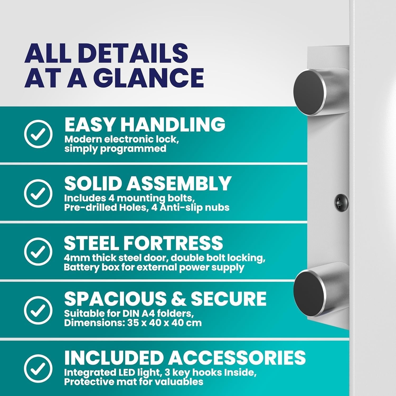 Electronic Safe Digital Keypad Lock 45L Steel Security Cash Safe Box