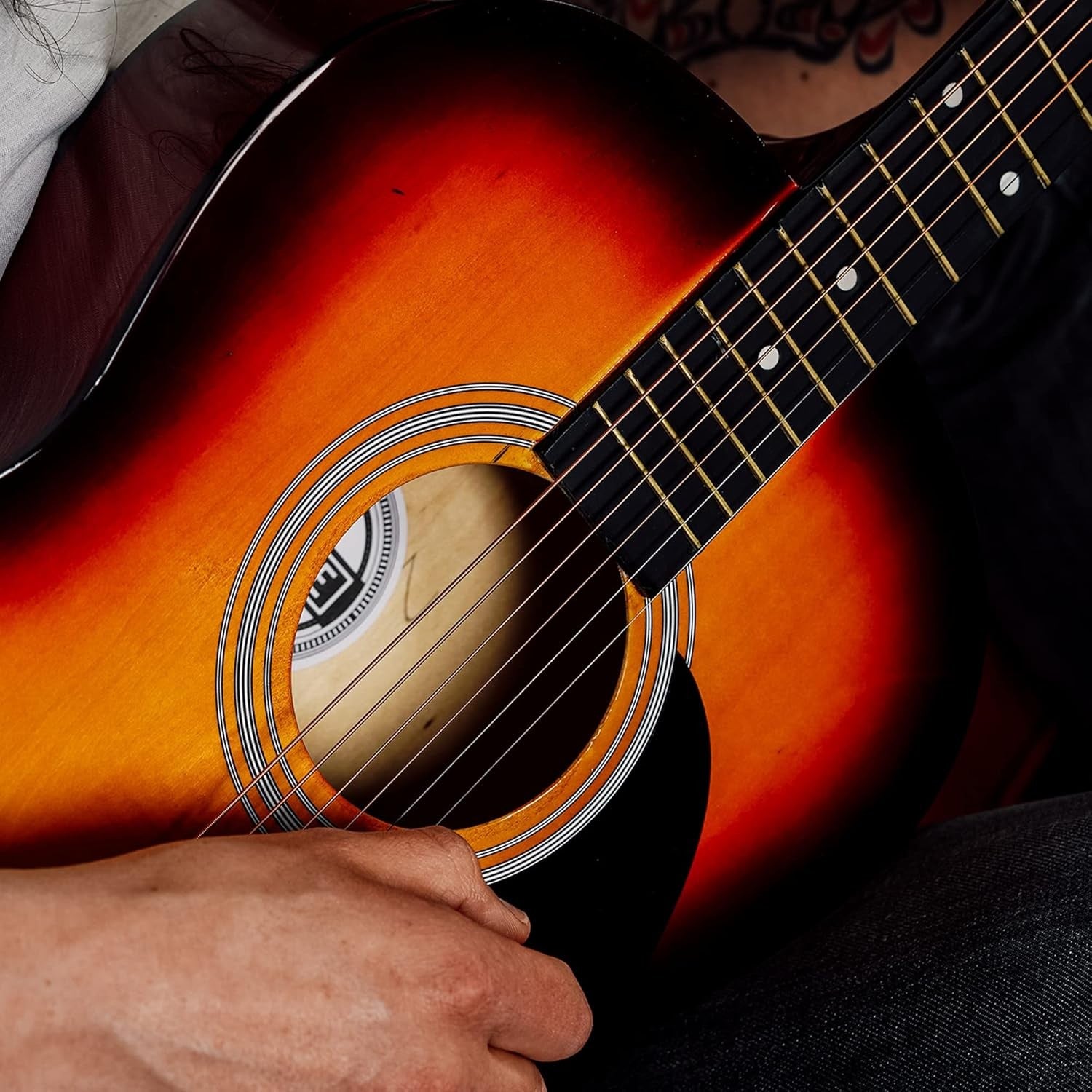 Full Size 4/4 Acoustic Guitar Starter Pack with Stand Sunburst