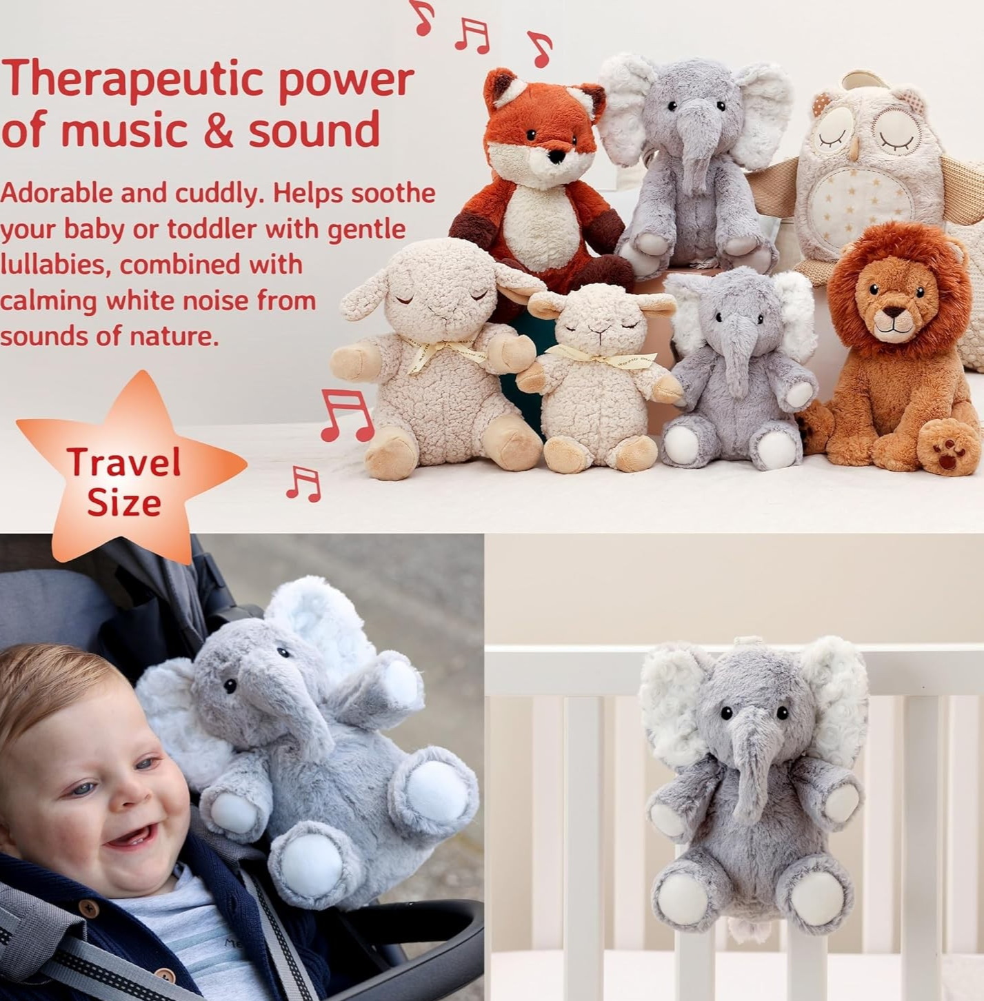 Elliot Elephant Travel Plush White Noise Machine Baby Sleep Aid