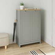 Grey Shoe Cabinet 2 Door Storage Unit with Adjustable Shelves Hallway