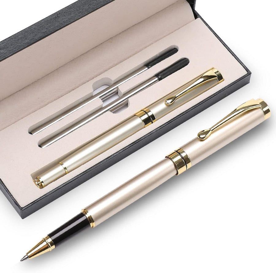 Luxury Gold Ballpoint Pen Executive Gift Box Black Ink Refillable 0.5mm