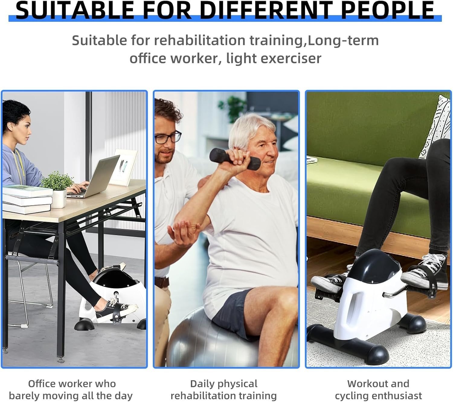 Under Desk Pedal Exerciser with Handle LCD Adjustable Resistance