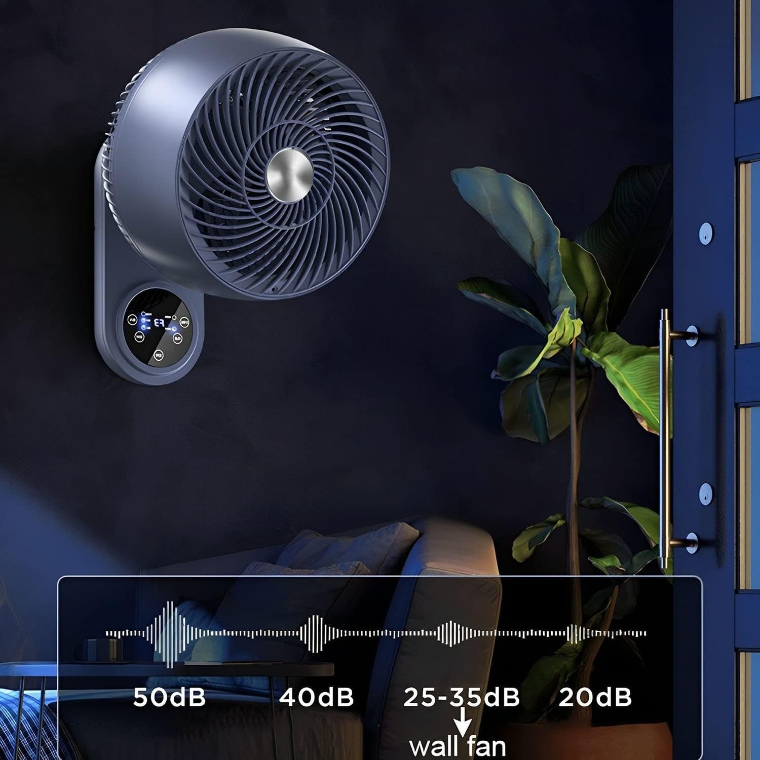 Wall Fan 10in Remote Control 3-Speed 85° Oscillation Quiet Cooling 12h Timer