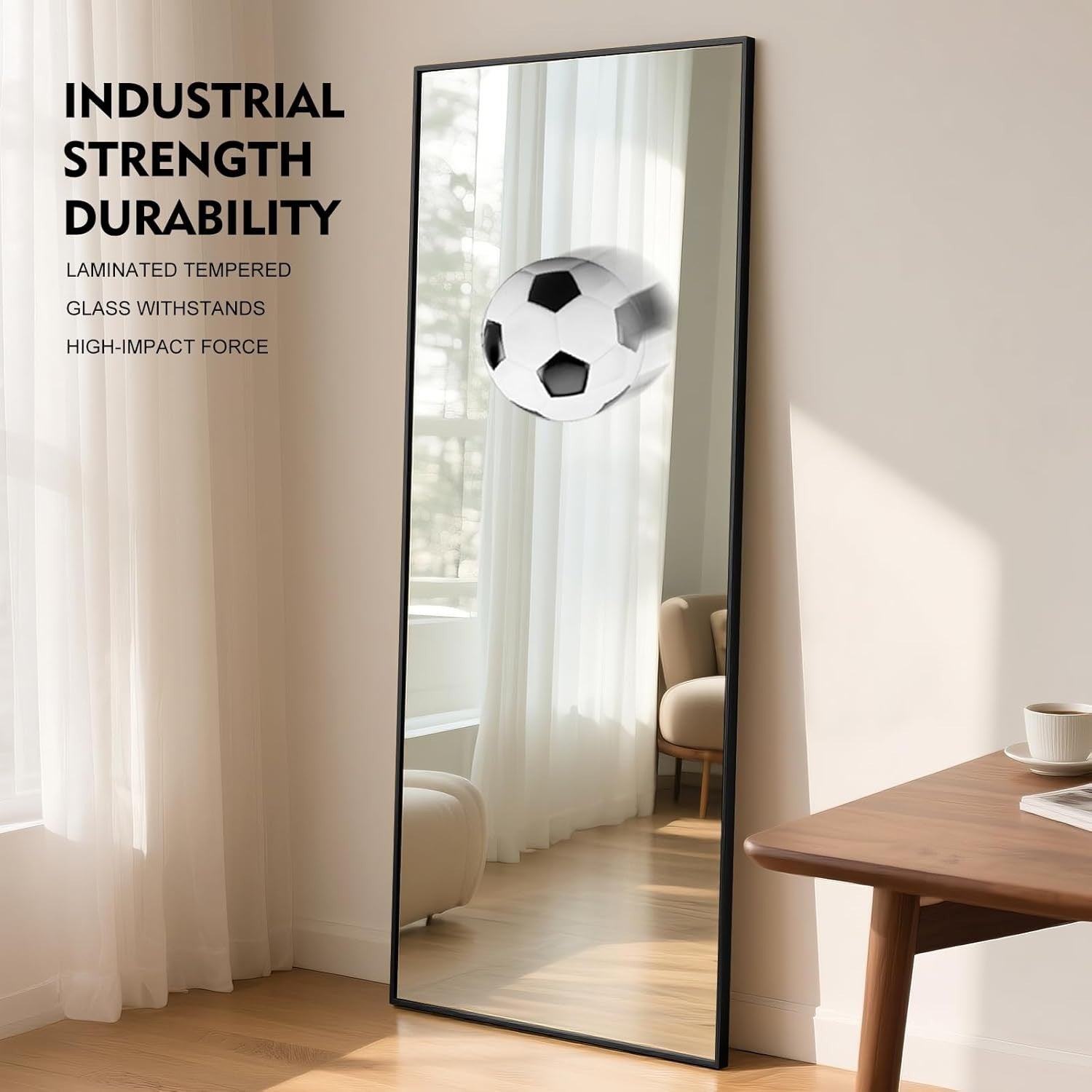 Full Length Mirror 140x40cm Space Saving Wall or Floor Standing Glass