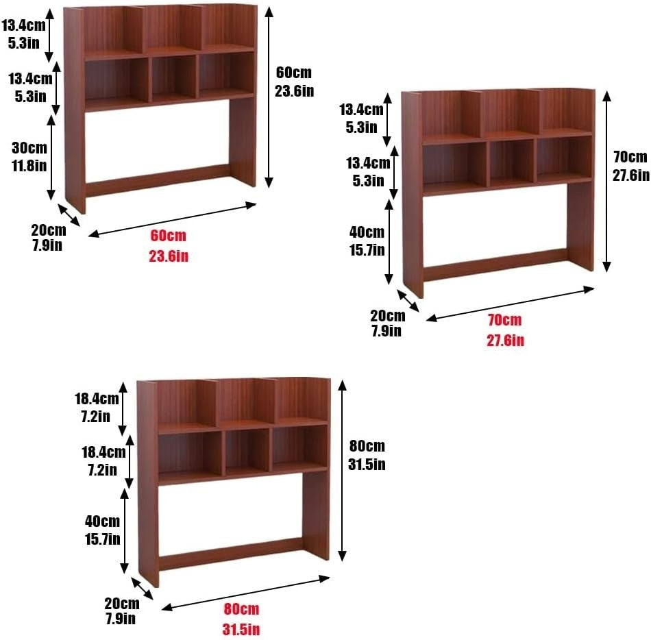 Wood Desktop Bookshelf Organizer | 7-Shelf Countertop Storage Hutch 60cm Brown