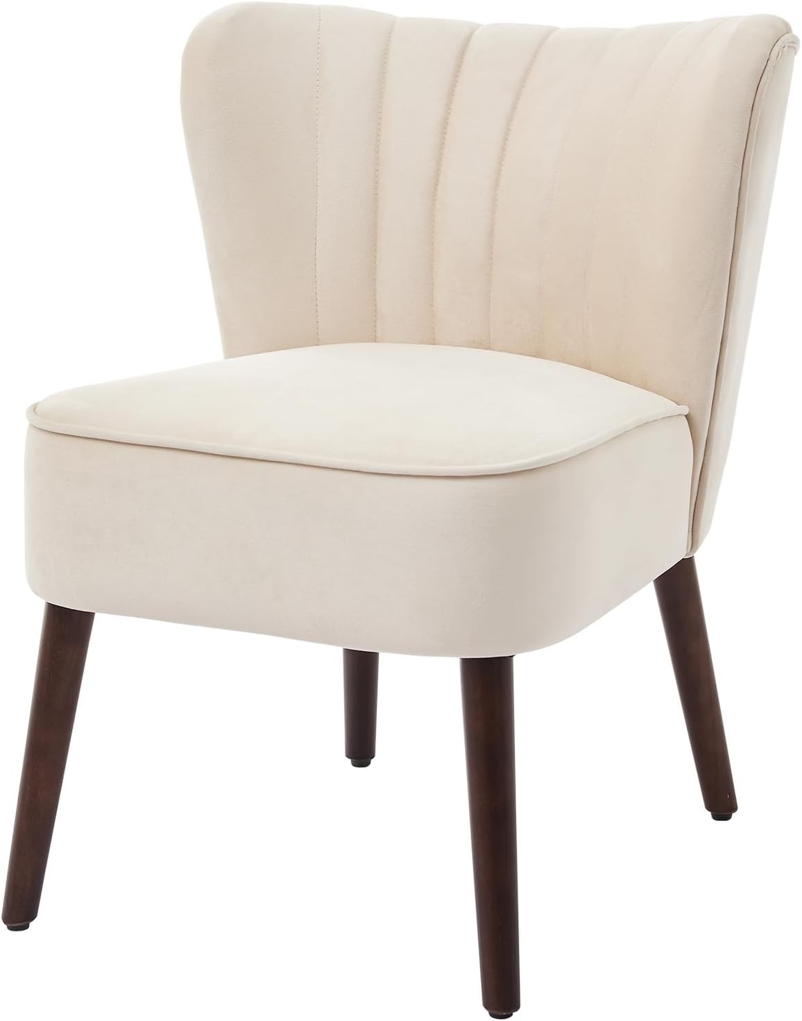 Velvet Armless Accent Chair Off White Upholstered Tub Seat