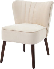 Velvet Armless Accent Chair Off White Upholstered Tub Seat