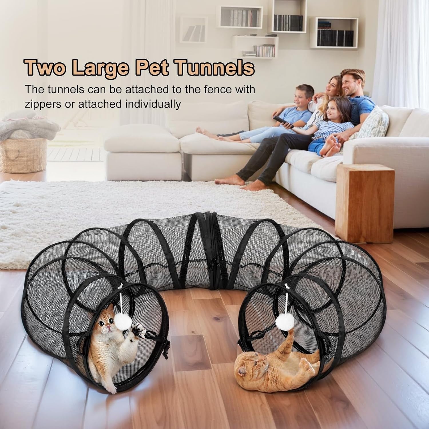 Portable Foldable Outdoor Cat Enclosure Tunnel with Expandable Playpen