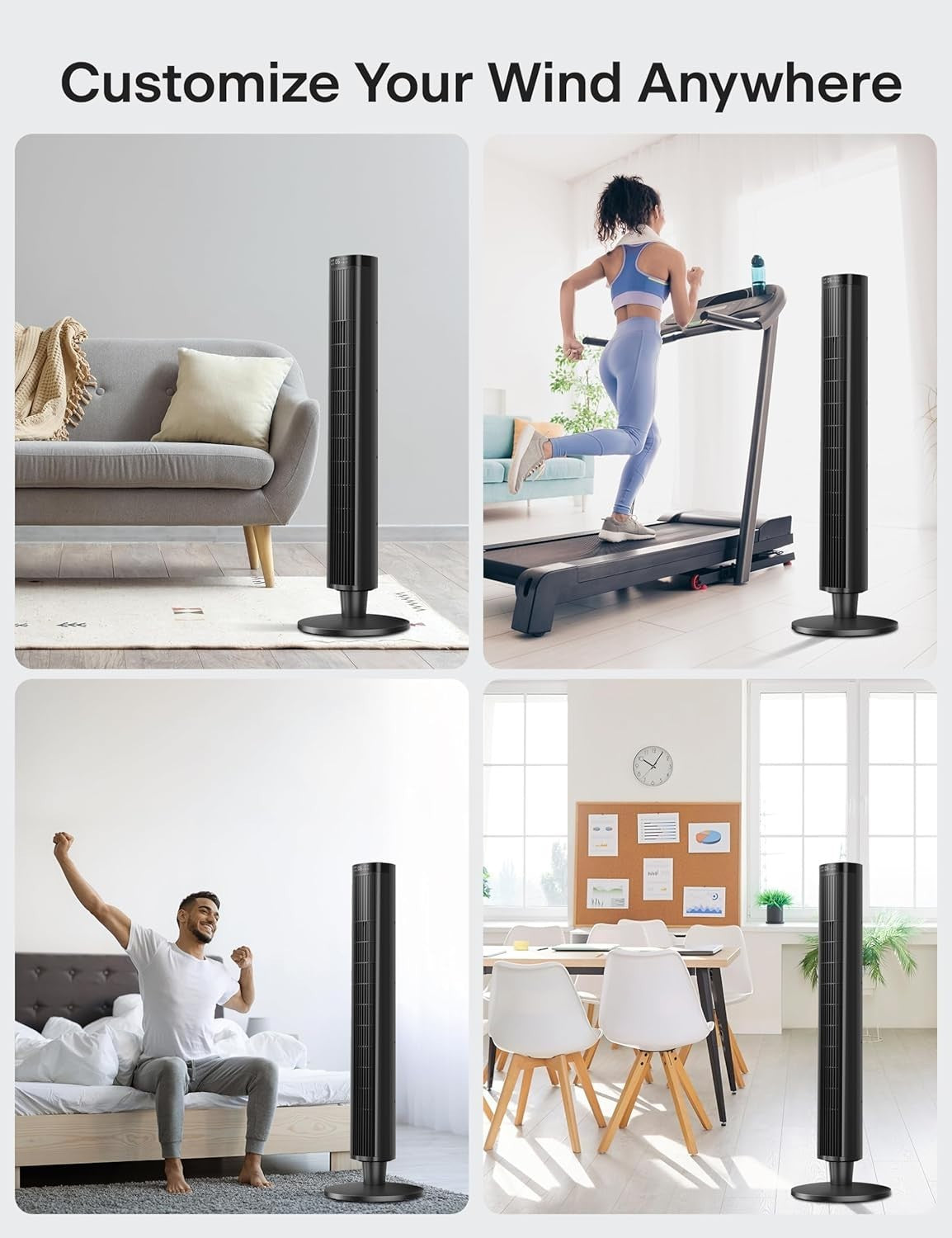 42 Inch Tower Fan with Remote Control 6-Speed Oscillating Cooling Fan Quiet
