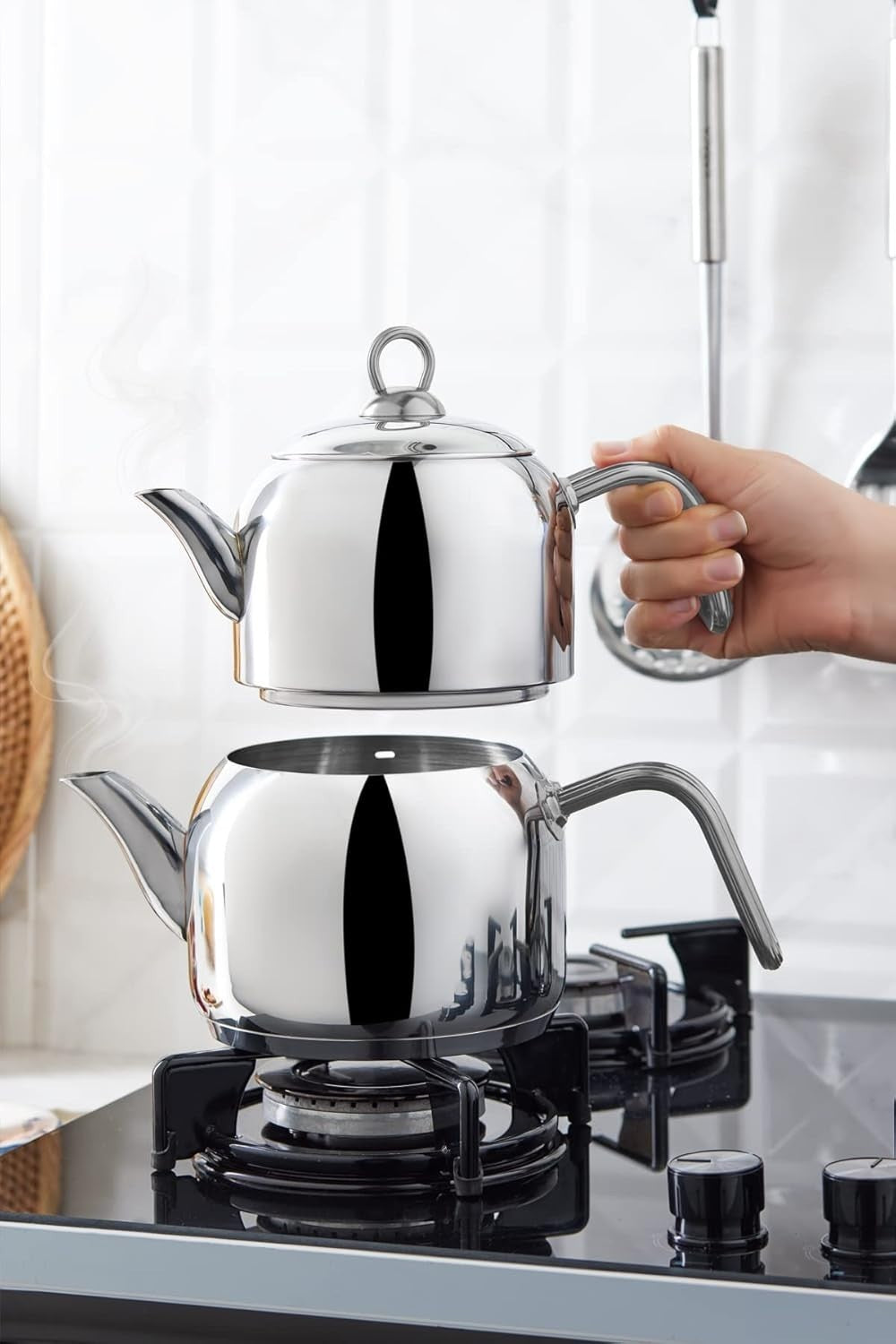Stainless Steel Turkish Tea Maker Teapot Set 3.3L Induction Kettle