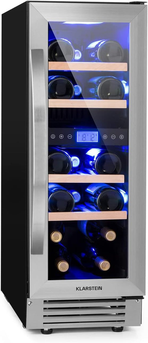 Dual Zone Wine Cooler Fridge 17 Bottle Glass Door Touch Control LED Black