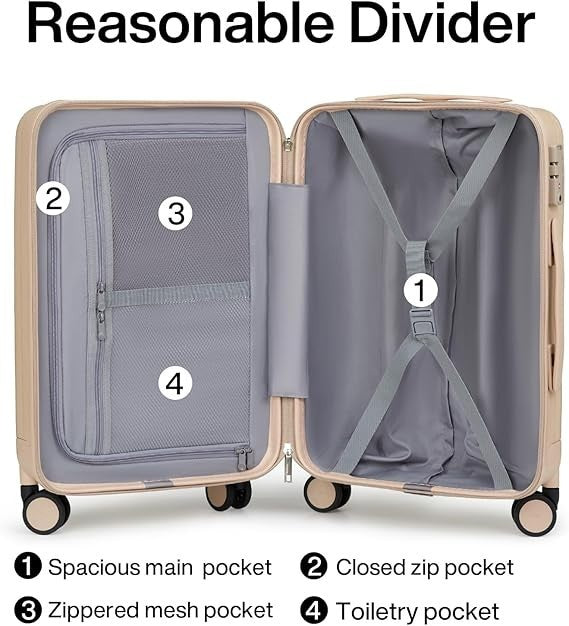20” Airline Carry On Hard Shell Spinner Luggage Lightweight Lock