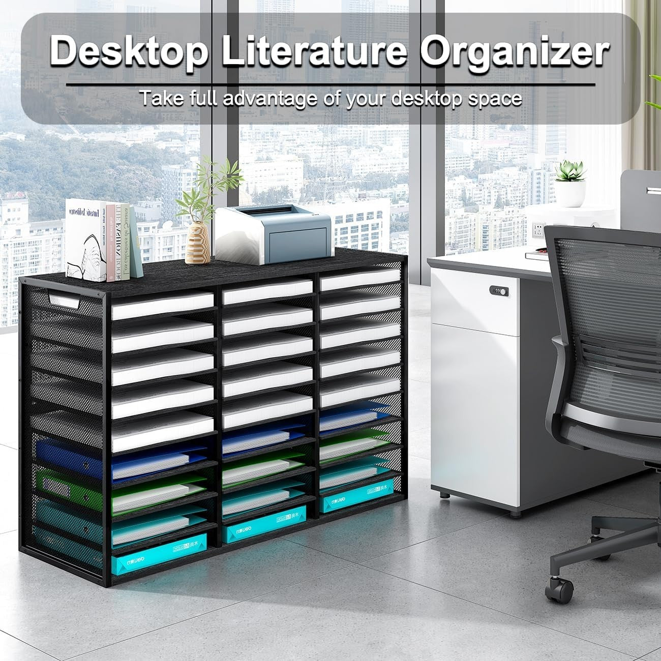 27-Slot Desk Organizer Mesh Letter Paper Filing Tray Stackable