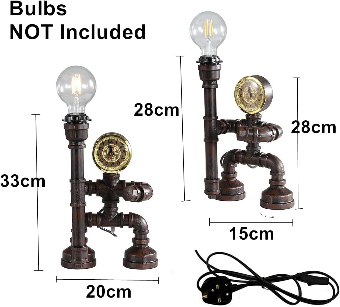 Rustic Industrial Steampunk Table Lamp Vintage Water Pipe Desk Light