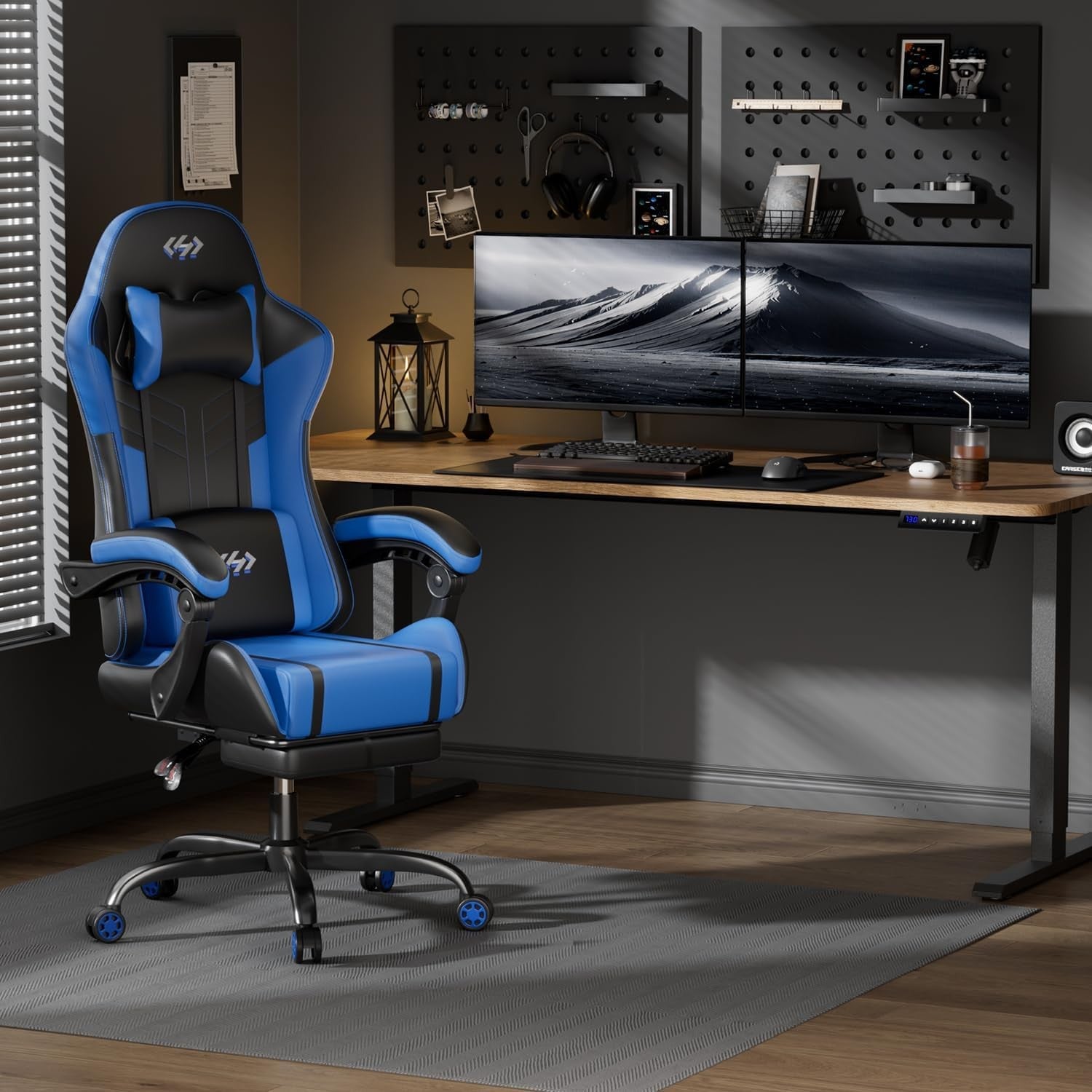 Massage Gaming Chair, Gaming Chair With Footrest Ergonomic Computer Chair for Ad