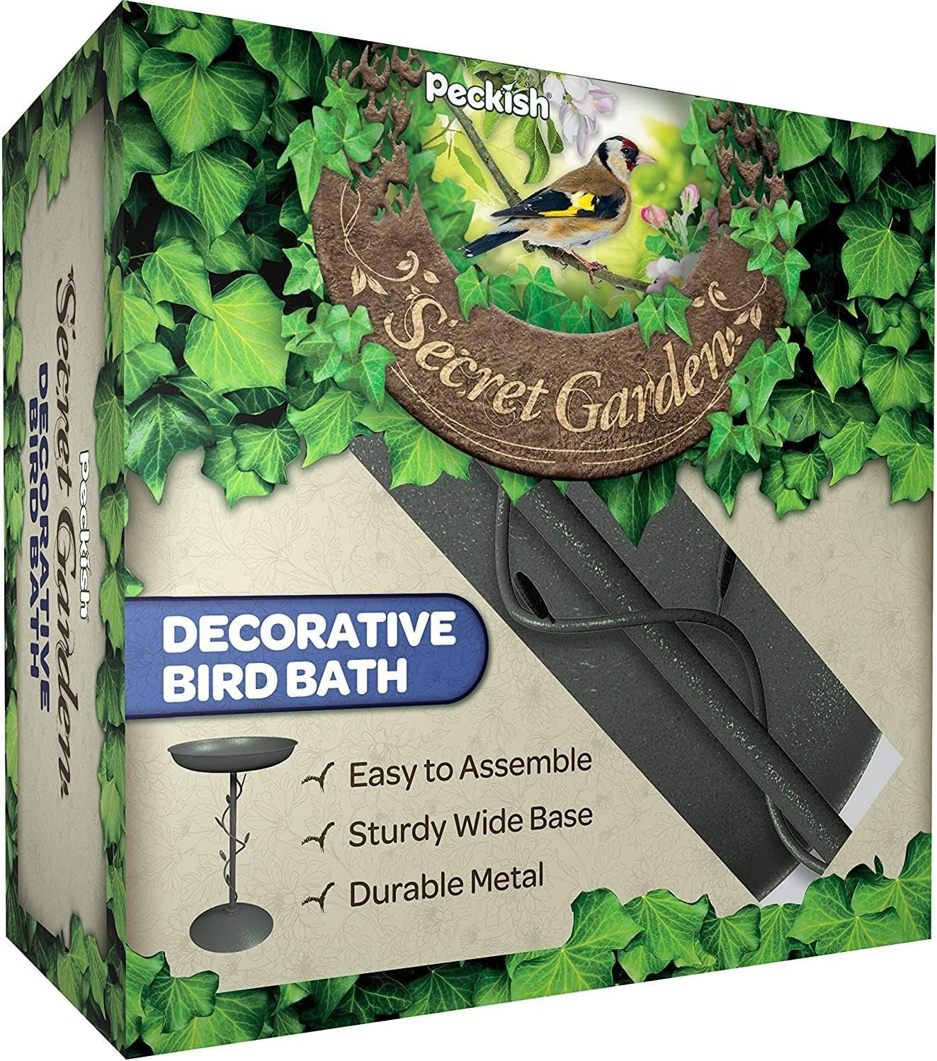 Decorative Metal Garden Bird Bath Green Weatherproof Outdoor Water Feature