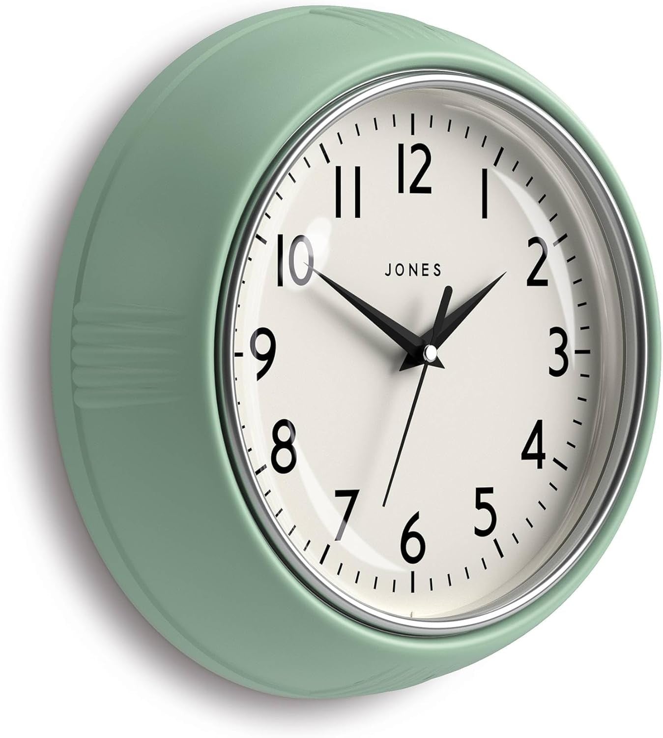 25cm Mint Green Retro Wall Clock Silent Quartz | Easy Read Kitchen Home Decor
