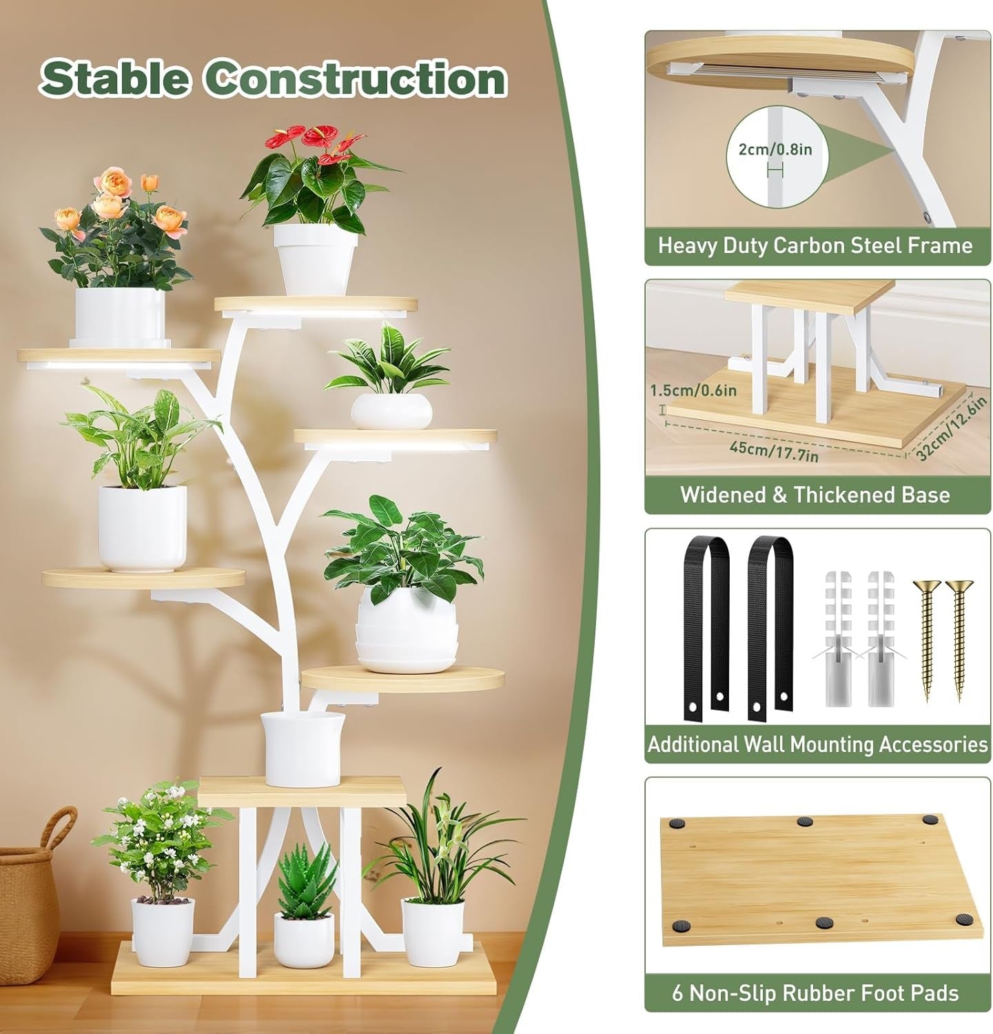 7 Tier Plant Stand with Grow Lights Indoor Metal Flower Shelf Rack for Home Deco