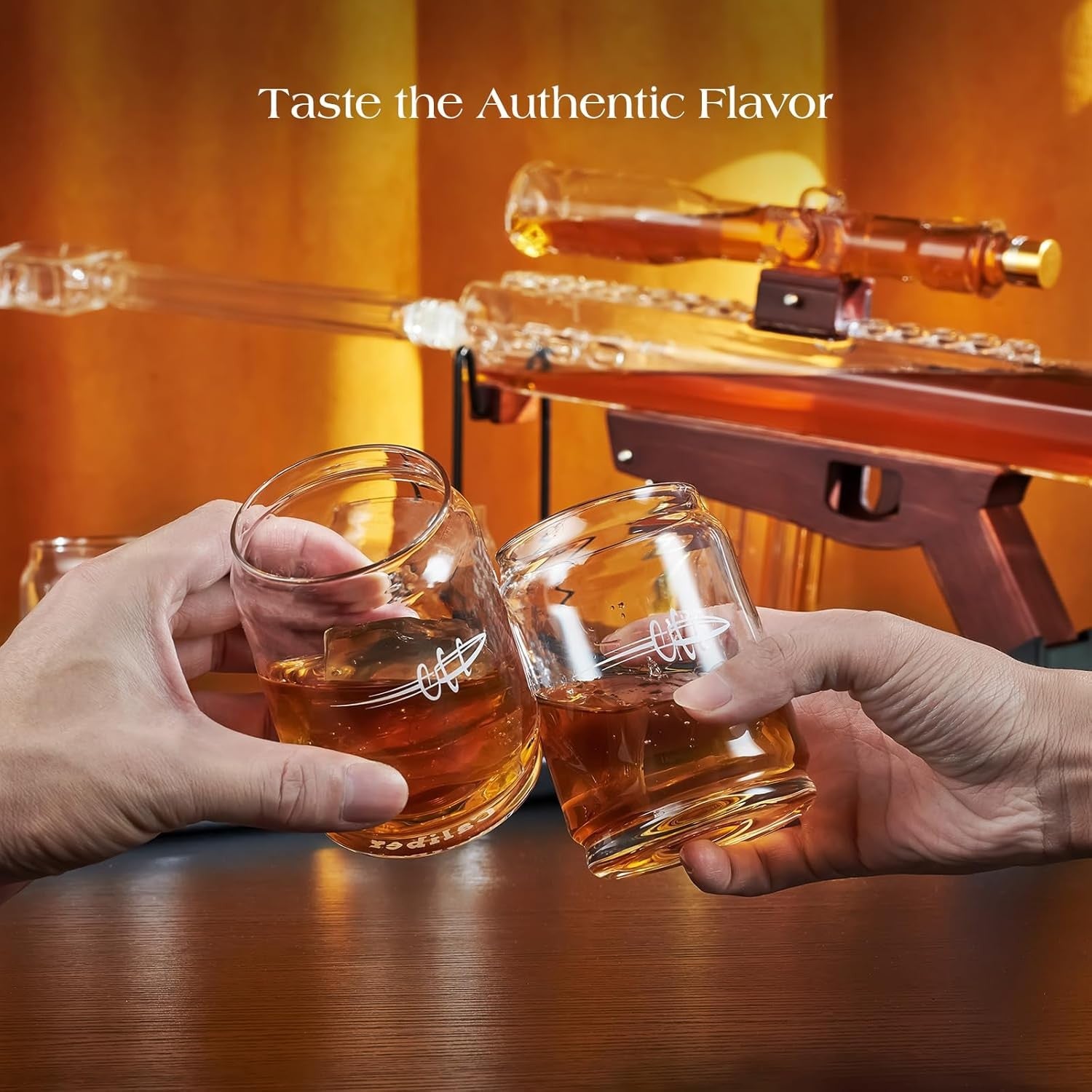 Luxury Telescope Whiskey Decanter Set with Bullet Glasses & Wooden Display 850ml