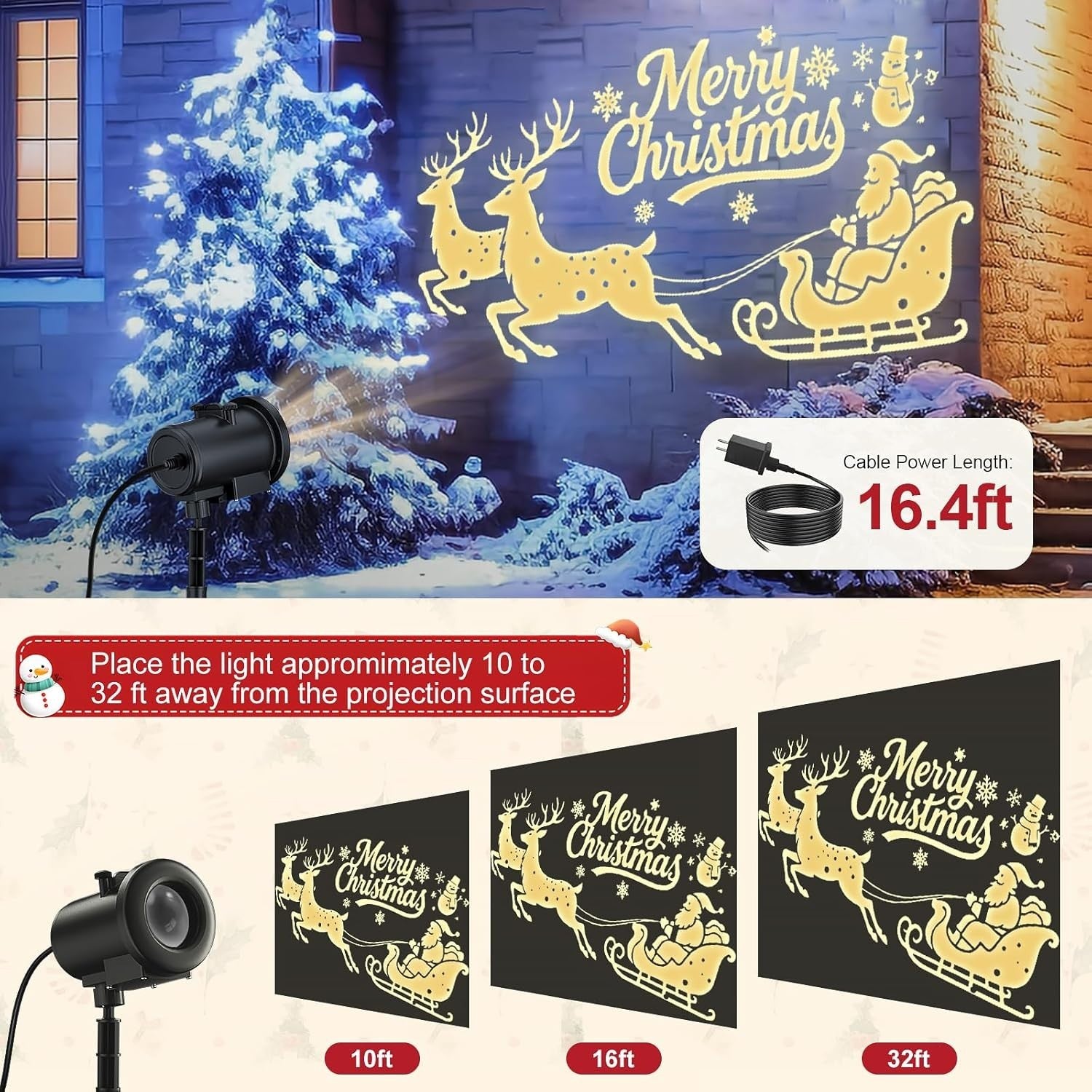 Outdoor Christmas Projector 12 Pattern 3D Holiday LED Waterproof