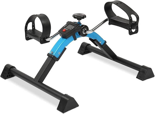Compact Folding Pedal Trainer Adjustable Tension LCD Seated Fitness
