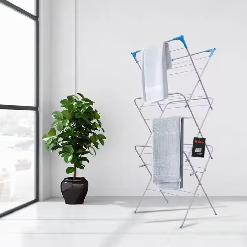 3 Tier Clothes Airer Folding Laundry Drying Rack Indoor Outdoor Tower