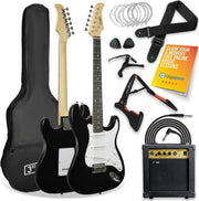 Full Size 4/4 Electric Guitar Starter Kit Amp Bag Black