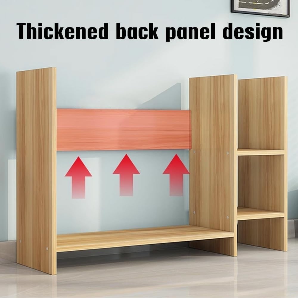 Wood Desk Hutch Organizer Natural 5-Compartment Desktop Bookshelf 78.6×20×54.2cm