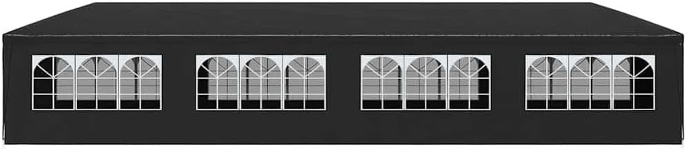 12x3m Anthracite Party Tent Gazebo Marquee PE Canopy Steel Frame Sides