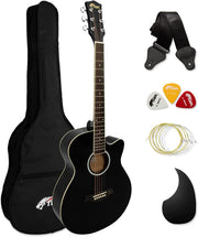 Full Size Cutaway Acoustic Guitar Starter Pack Black w Gig Bag
