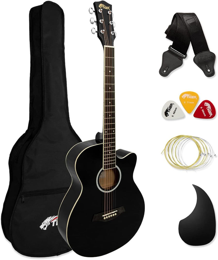 Full Size Cutaway Acoustic Guitar Starter Pack Black w Gig Bag