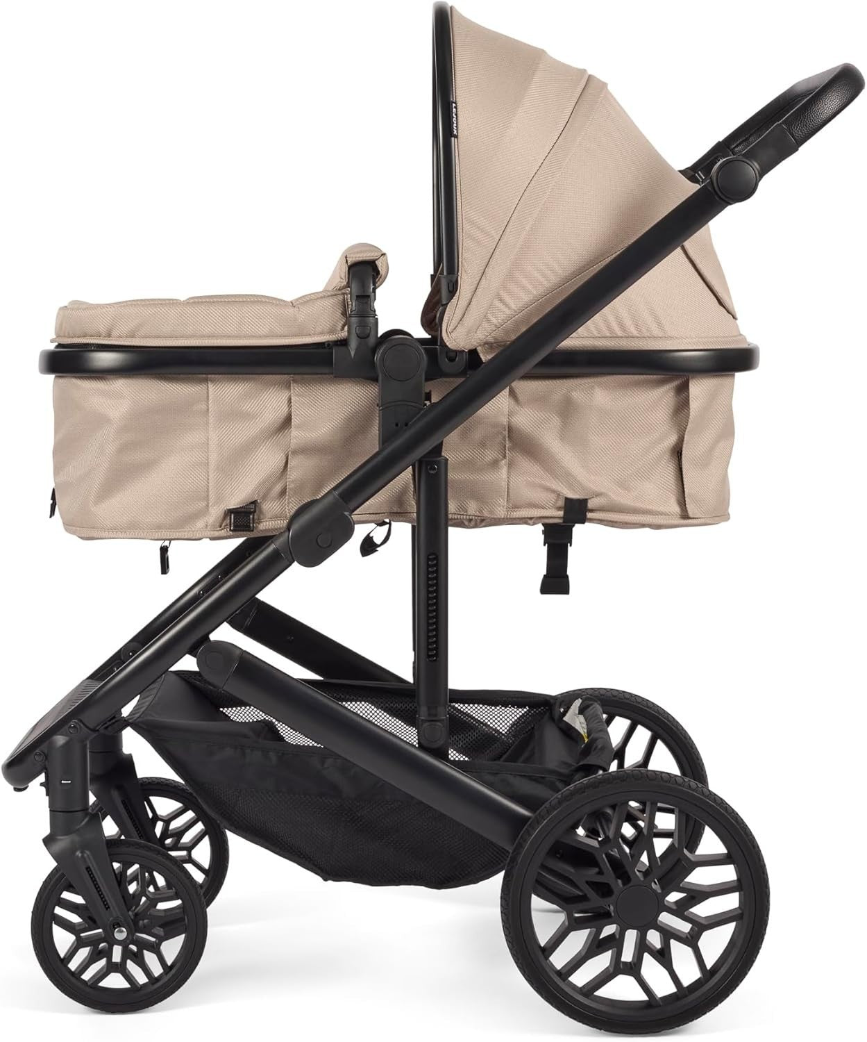 Baby Pushchair Travel System Foldable Stroller Carrycot One Hand Fold Beige