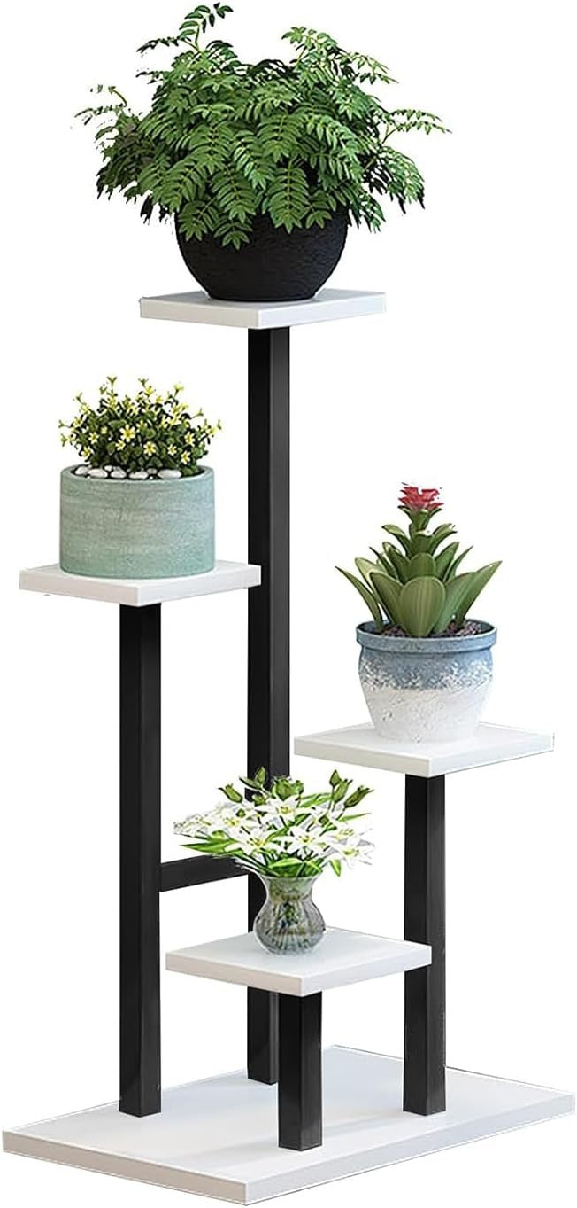 5 Tier Black Metal Plant Stand Indoor Outdoor Heavy Duty Flower Pot Display Rack