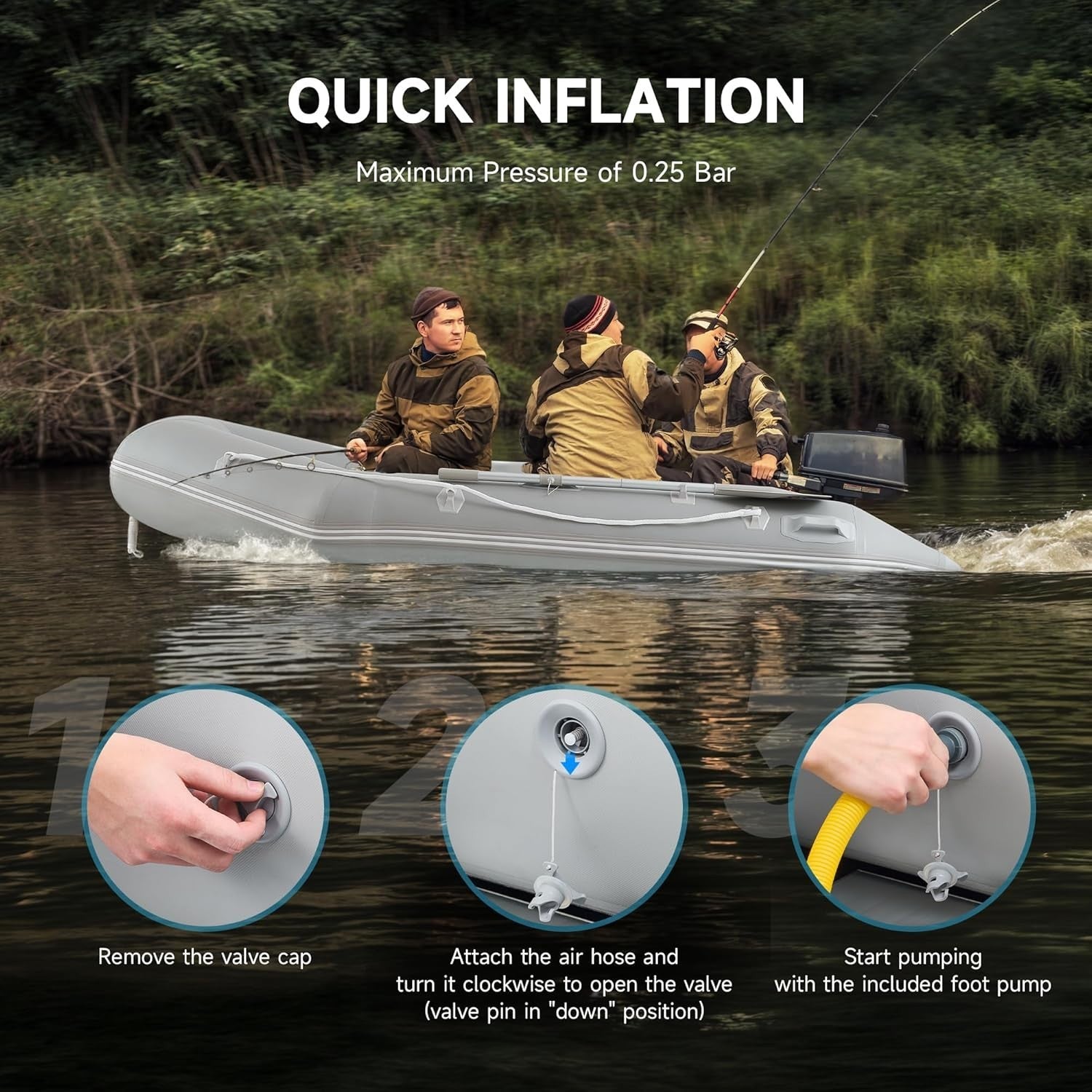 4 Person Inflatable PVC Raft Boat 450kg Fishing Hunting Kayak