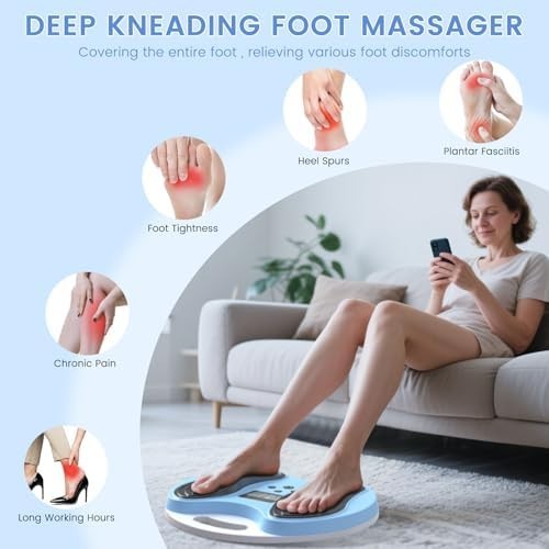Rechargeable EMS & TENS Foot Circulation Massager for Legs & Pain Relief
