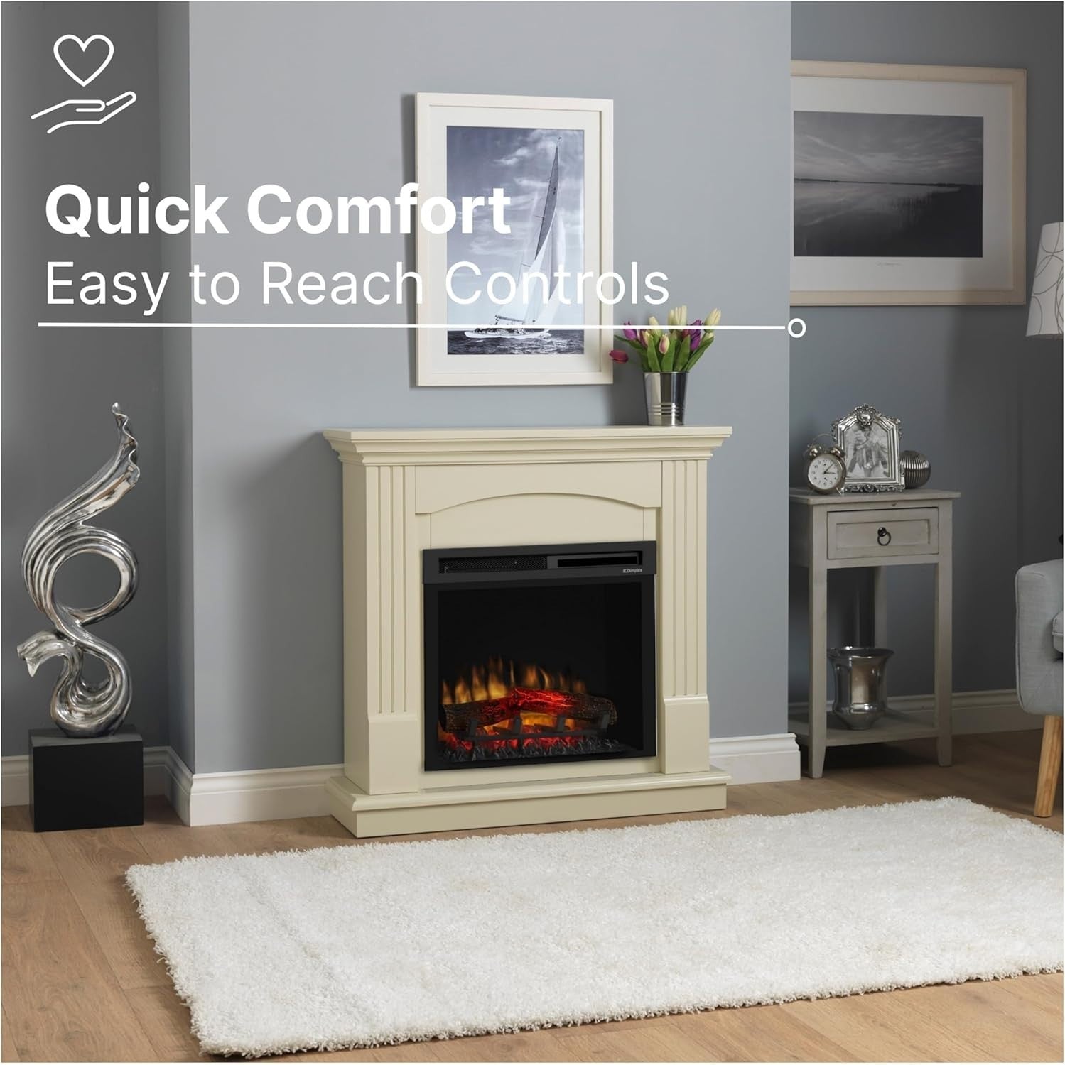 Freestanding 1.5kW Electric Fireplace Suite with Multicolor Flame & Remote