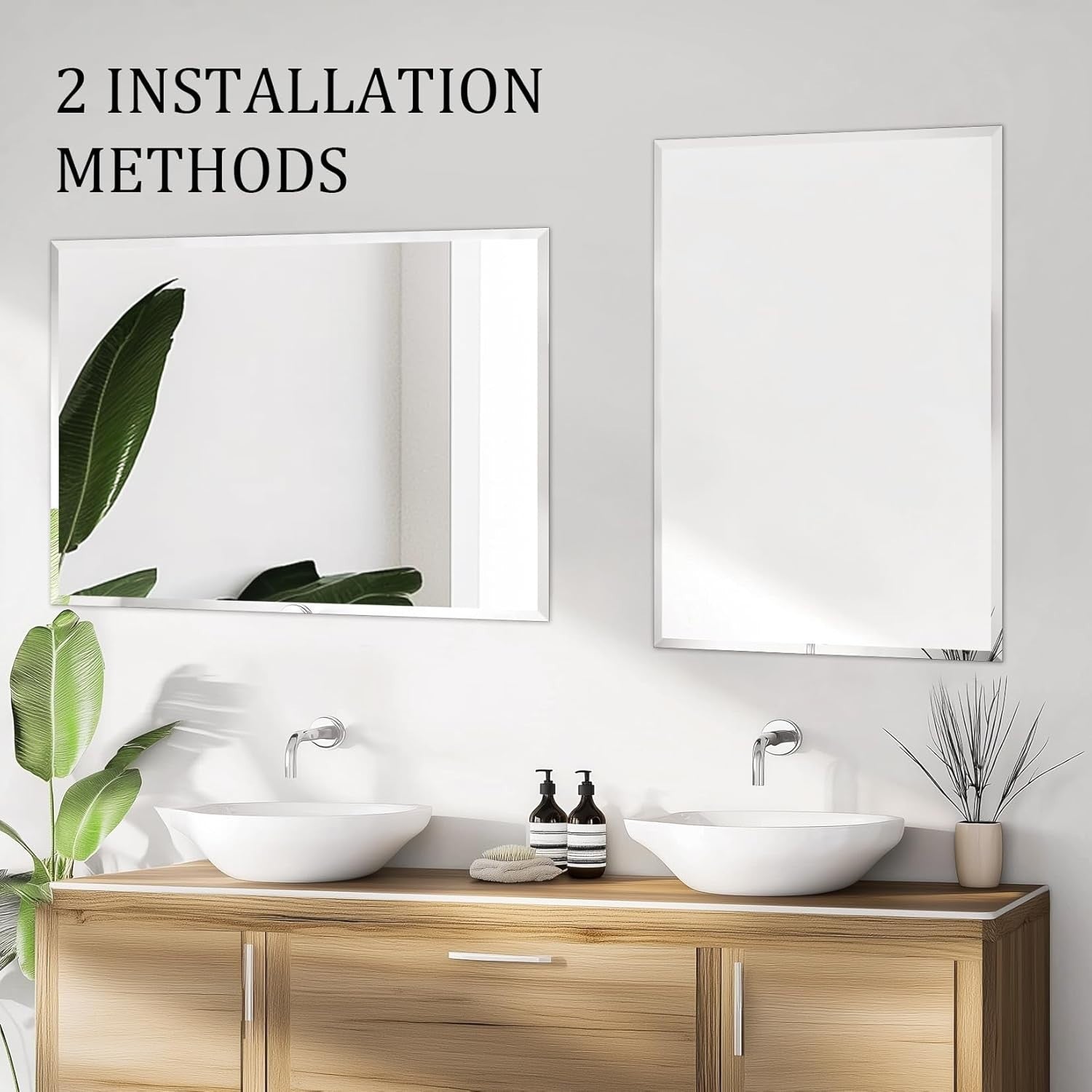 Frameless Wall Mirror 70x100cm Beveled Glass Vanity for Bathroom & Hall