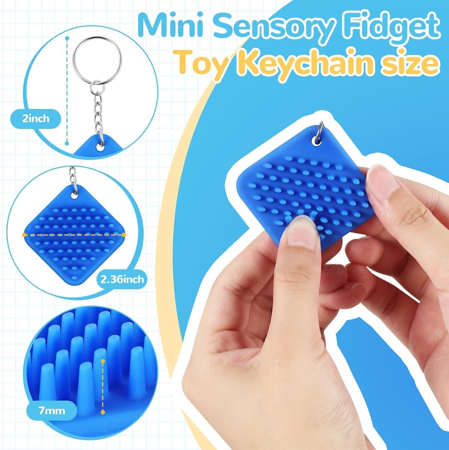 12PCS Mini Sensory Fidget Keychain Silicone Stress Relief Anxiety Toy