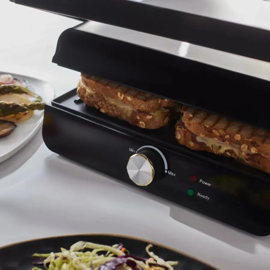 Grill & Sandwich Toaster 34.6x32.4x10cm Non-Stick Panini Press 2000W