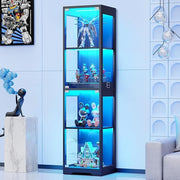Tall LED Glass Display Cabinet with Doors & Motion Sensor Modern Showcase Unit