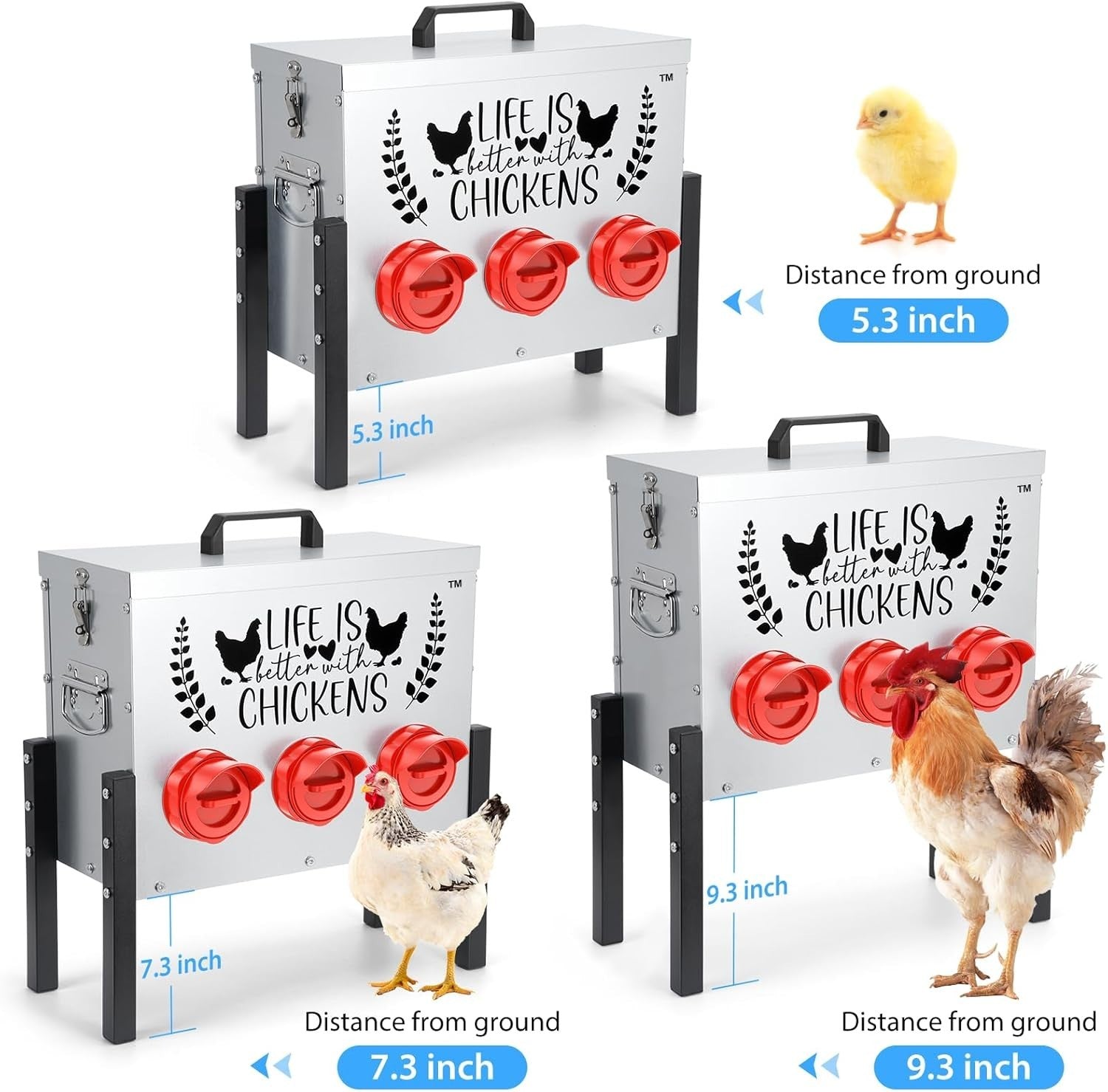 30lb Chicken Feeder 6 Port No Waste Galvanised Metal