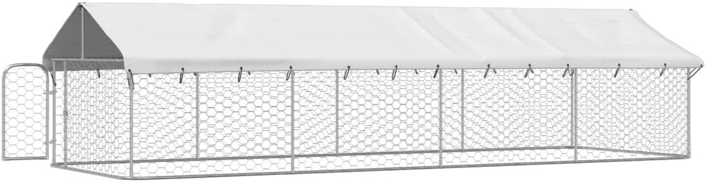 XXL 600x200cm Outdoor Dog Kennel – Lockable Steel Frame with UV Roof Cover