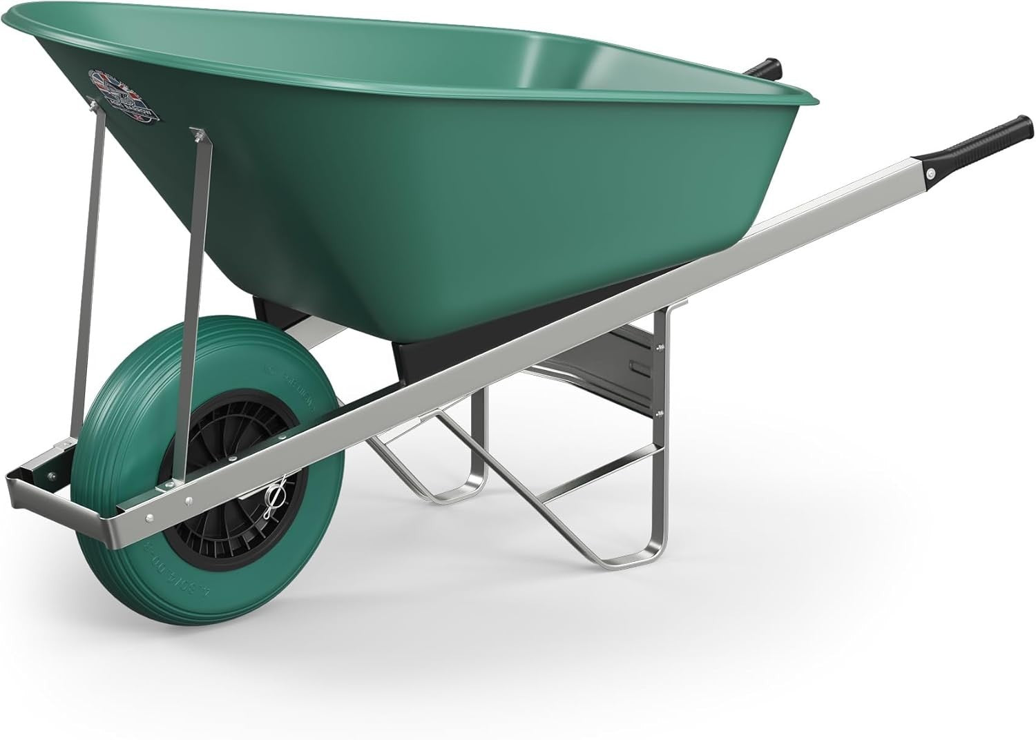 160L 1-Wheel Green Garden Wheelbarrow – Puncture Proof Slim Tyre w/ Heavy Duty