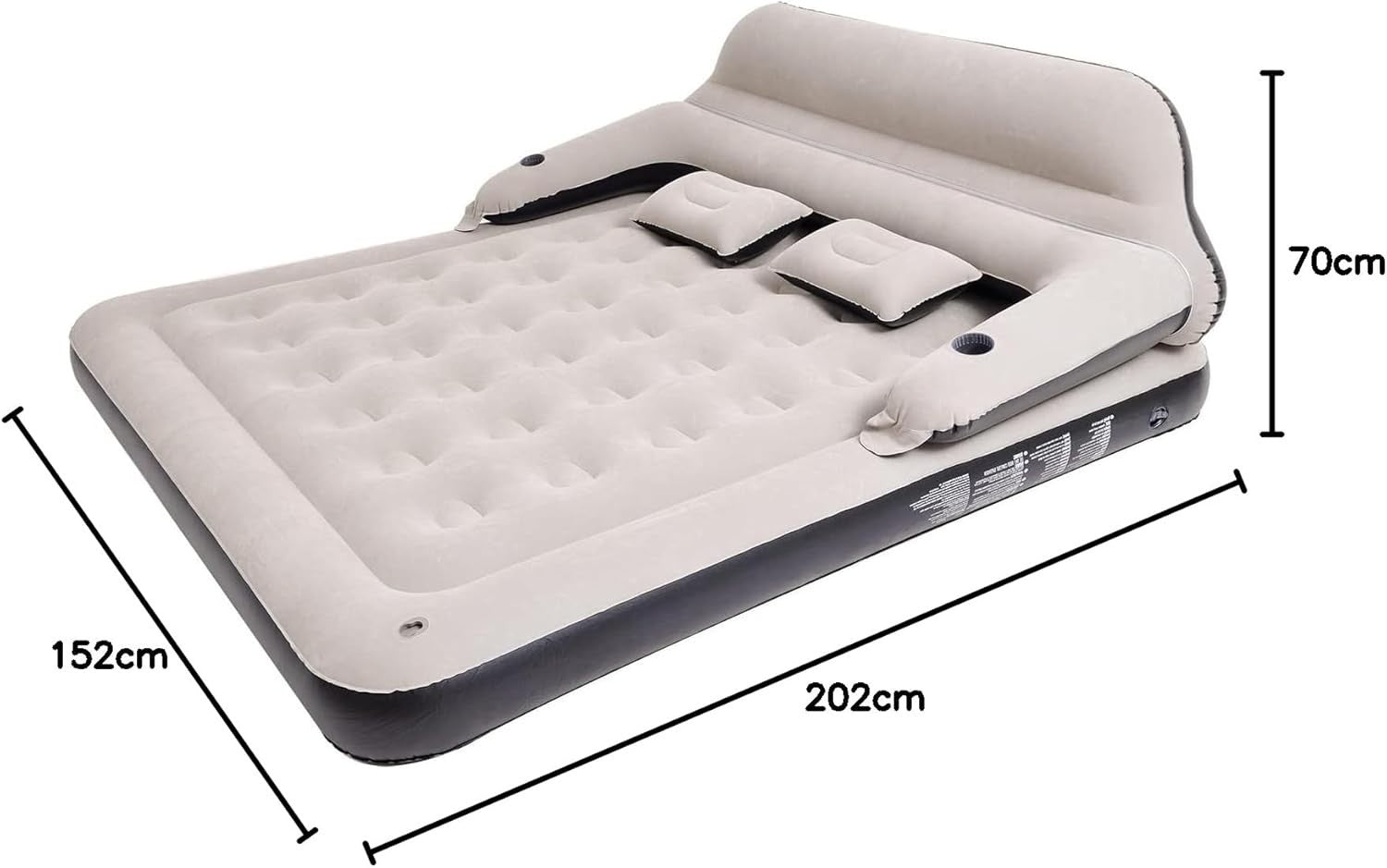Queen Inflatable Air Mattress with Pillows & Adjustable Backrest Sofa Bed
