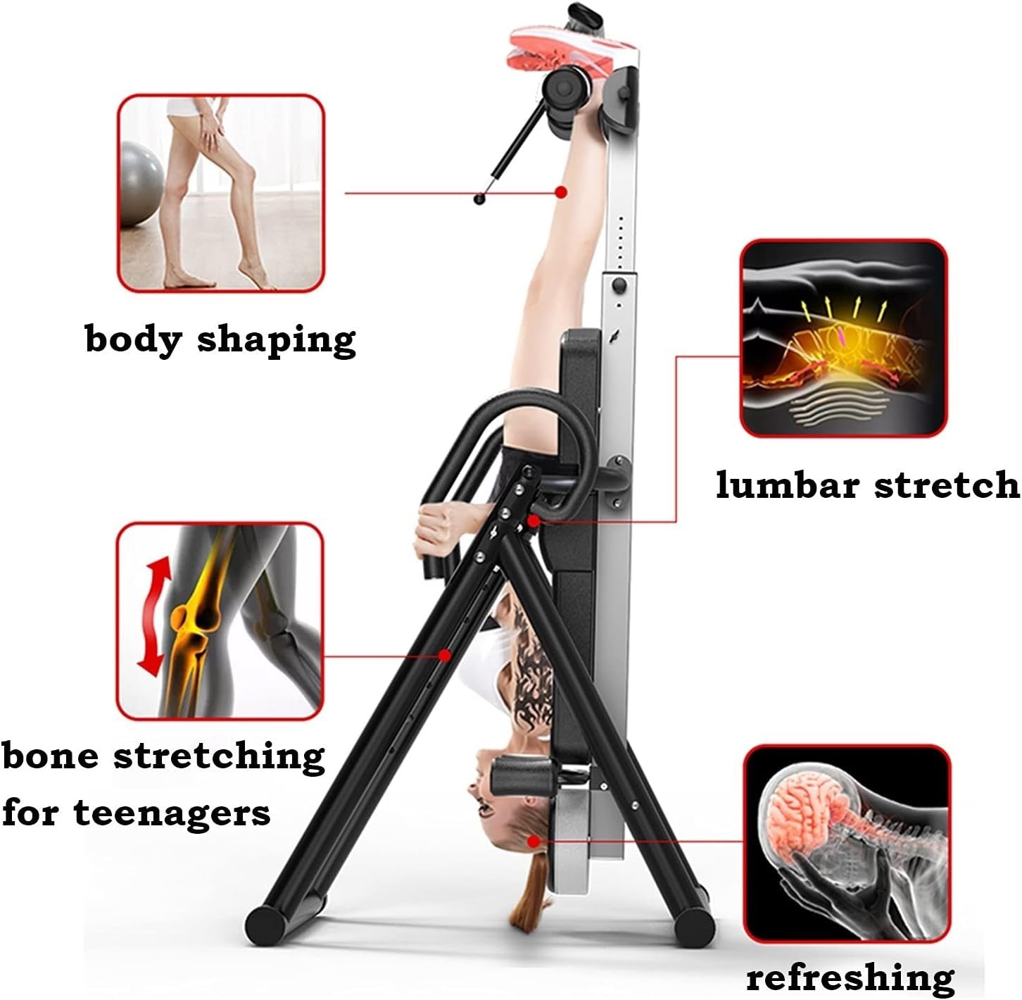 Adjustable Foldable Inversion Table with Headrest & Safety Belt, 220lb