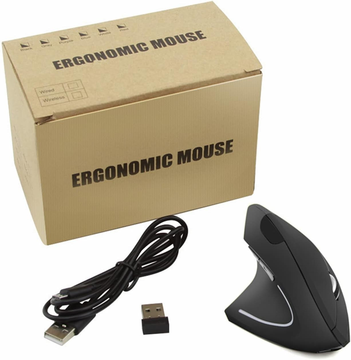 Left Handed Ergonomic Vertical Mouse Rechargeable 2.4G 6 Button