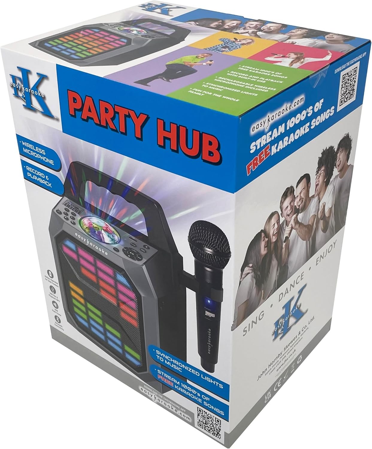 Black Karaoke Party Speaker Wireless Mic LED Light Show